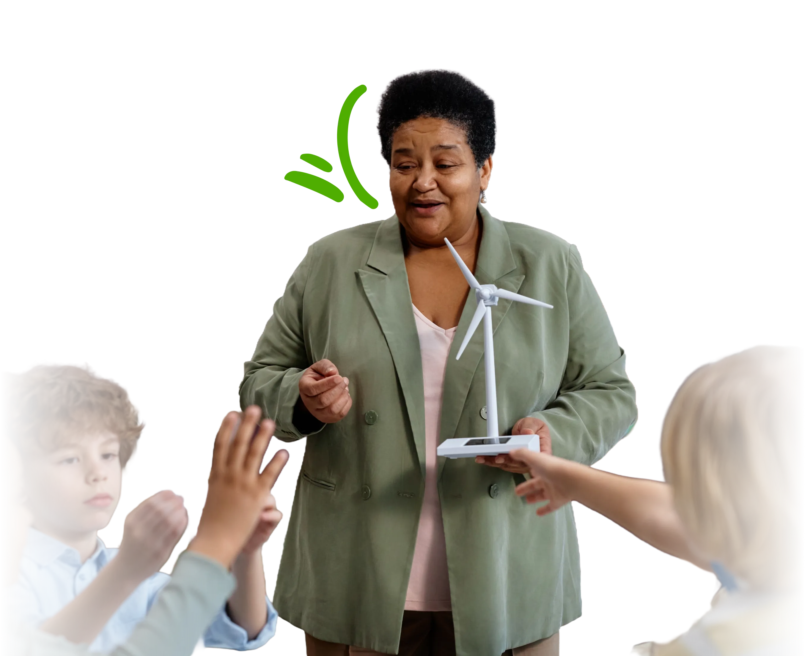 Teacher talking with students